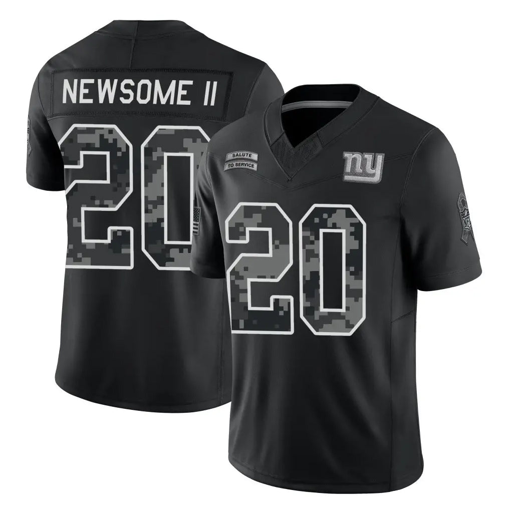 NY.Giants #20 Greg Newsome II Player Black Limited 2026 Salute to Service Home Game Gdoa Stitched Jerseys