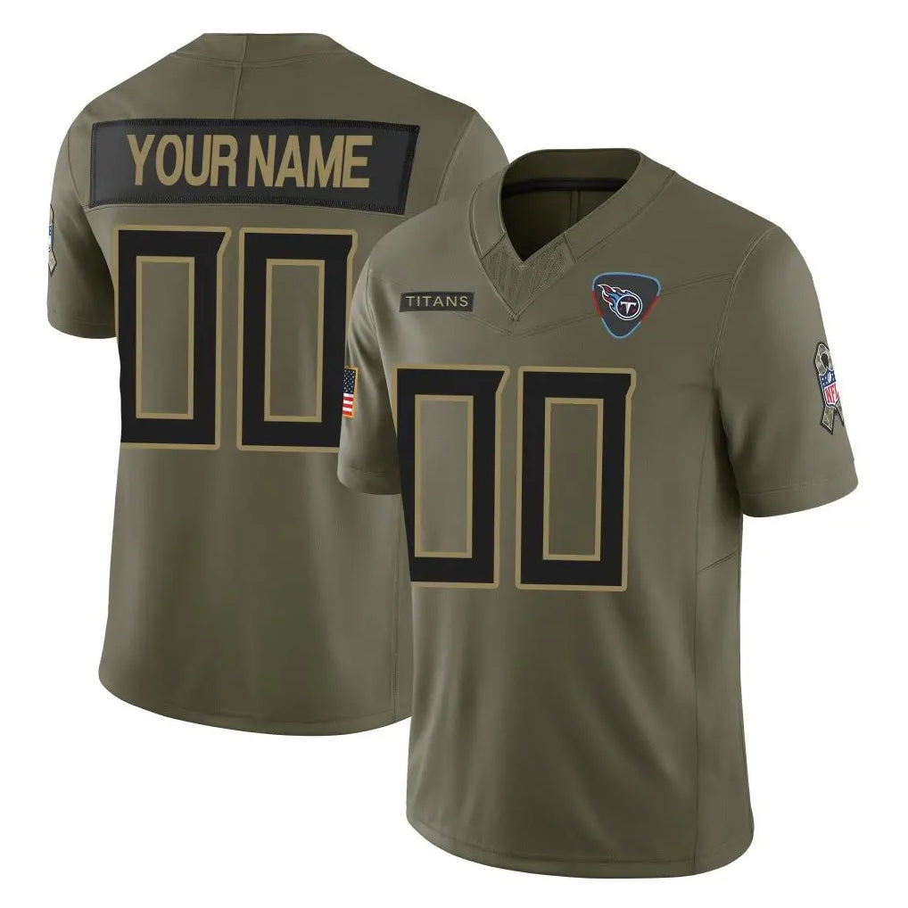Custom T.Titans Olive Limited 2025 Salute to Service Home Game Any Name & Numbers Gdoa Stitched Jerseys