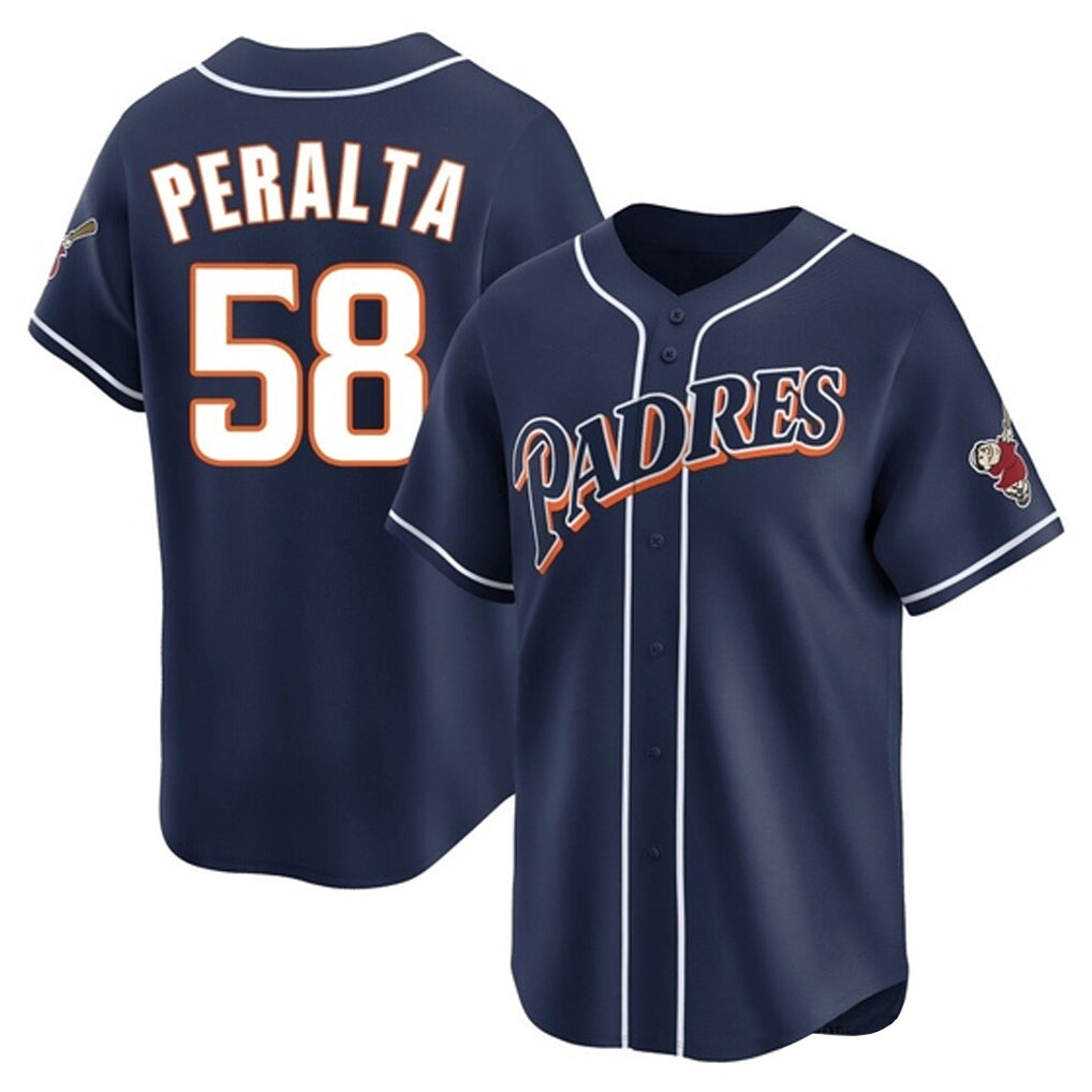 S.Diego Padres #58 Wandy Peralta Player Navy Cooperstown Collection Limited Home Fdoa Stitched Jerseys