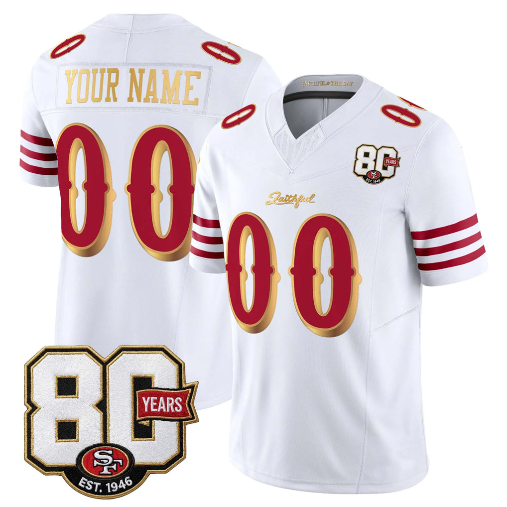 Custom SF.49ers White Limited 80th Rivalries Collection Home Game Any Name & Numbers Gdoa Stitched Jerseys