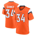 D.Broncos #34 JL Skinner Player Orange Home Game Gdoa Stitched Jerseys