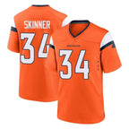 D.Broncos #34 JL Skinner Player Orange Home Game Gdoa Stitched Jerseys