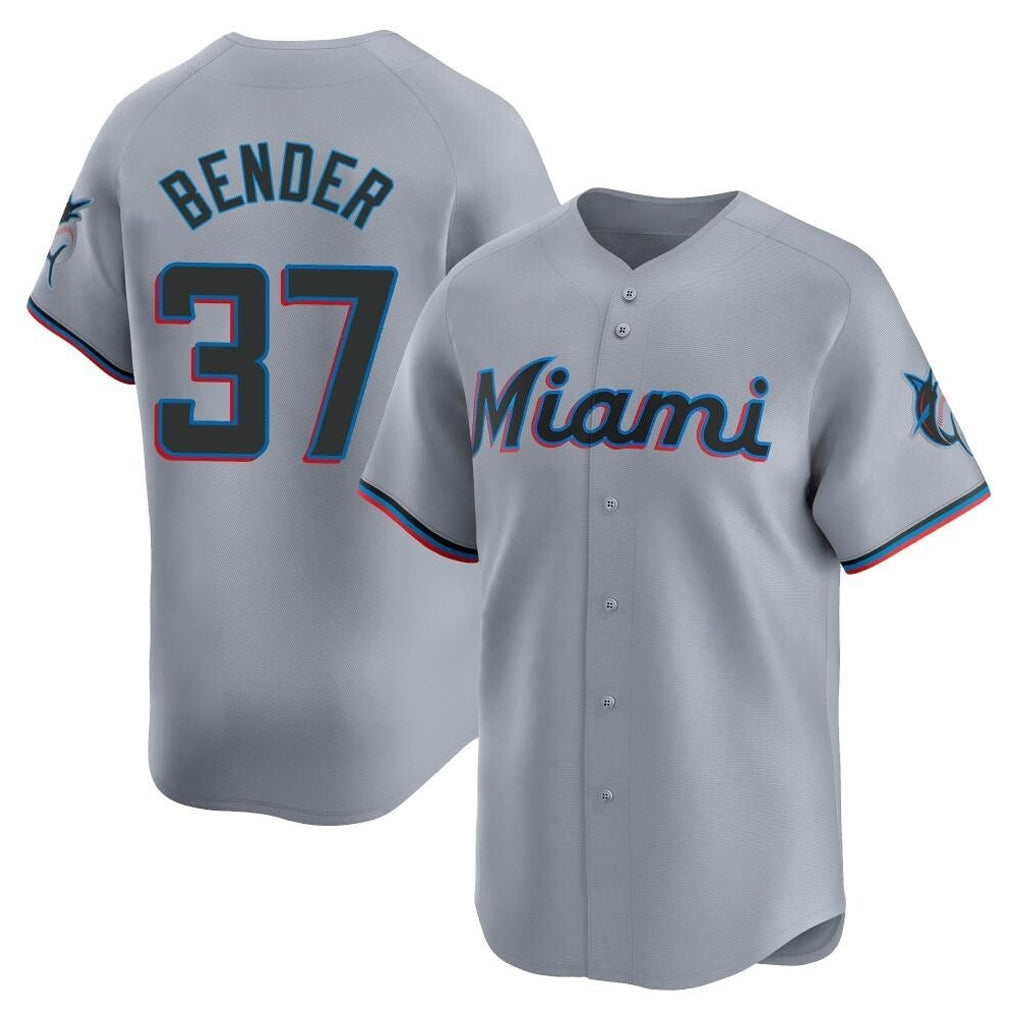 M.Marlins #37 Anthony Bender Player Gray Home Limited Fdoa Stitched Jerseys