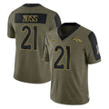 D.Broncos #21 Riley Moss Player Olive Salute To Service Limited Game Gdoa Stitched Jerseys