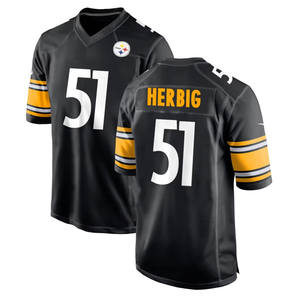 P.Steelers #51 Nick Herbig Player Black Home Game Gdoa Stitched Jerseys