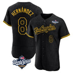 LA.Dodgers #8 Enrique Hern¨¢ndez Player Black World Series Snake Skin City Limited Elite Home Fdoa Stitched Jerseys