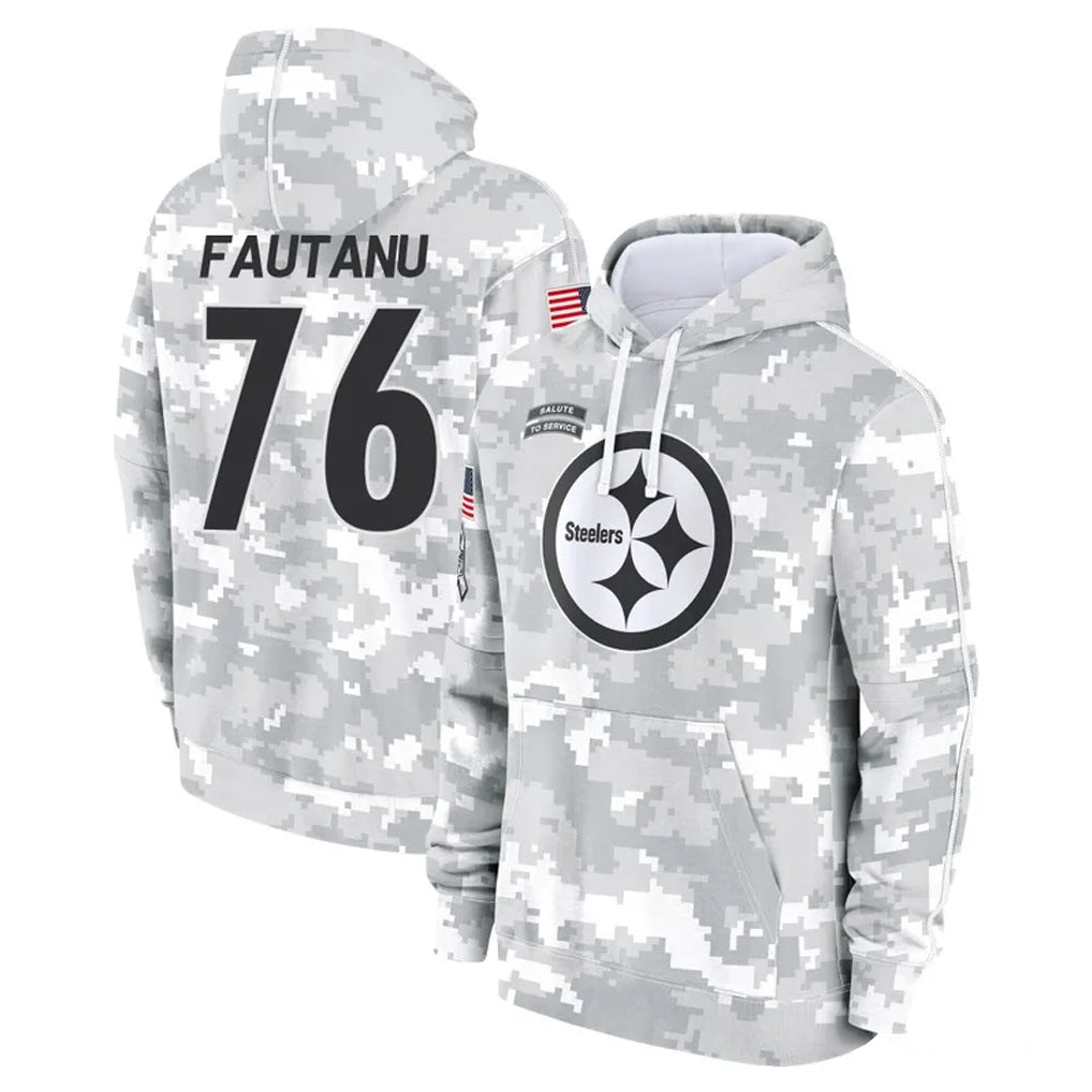 P.Steelers #76 Troy Fautanu Player Arctic Camo Limited Salute to Service Pullover Hoodies Game Gdoa Stitched Jerseys