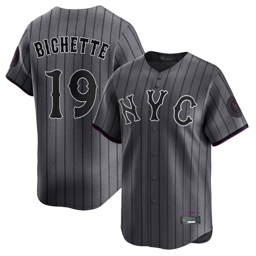NY.Mets #19 Bo Bichette Player Gray City Connect Limited Fdoa Stitched Jerseys