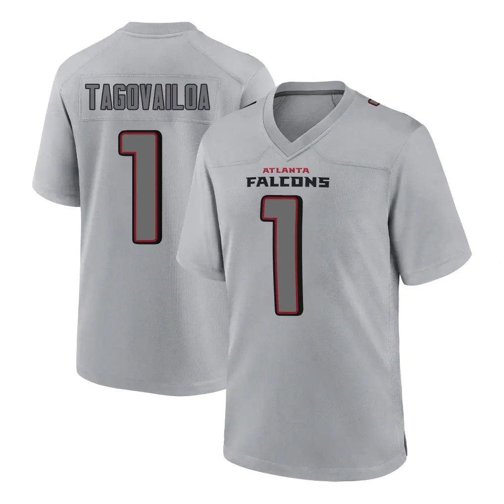 A.Falcons #1 Tua Tagovailoa Player Gray Fashion Home Game Gdoa Stitched Jerseys