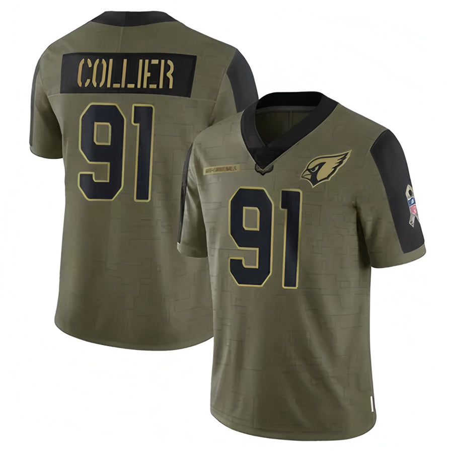 A.Cardinals #91 L.J. Collier Player Olive Salute To Service Gdoa Stitched Jerseys