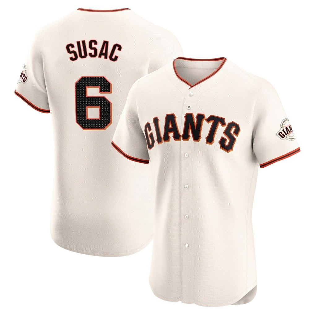SF.Giants #6 Daniel Susac Player Cream Home Limited Elite Fdoa Stitched Jerseys