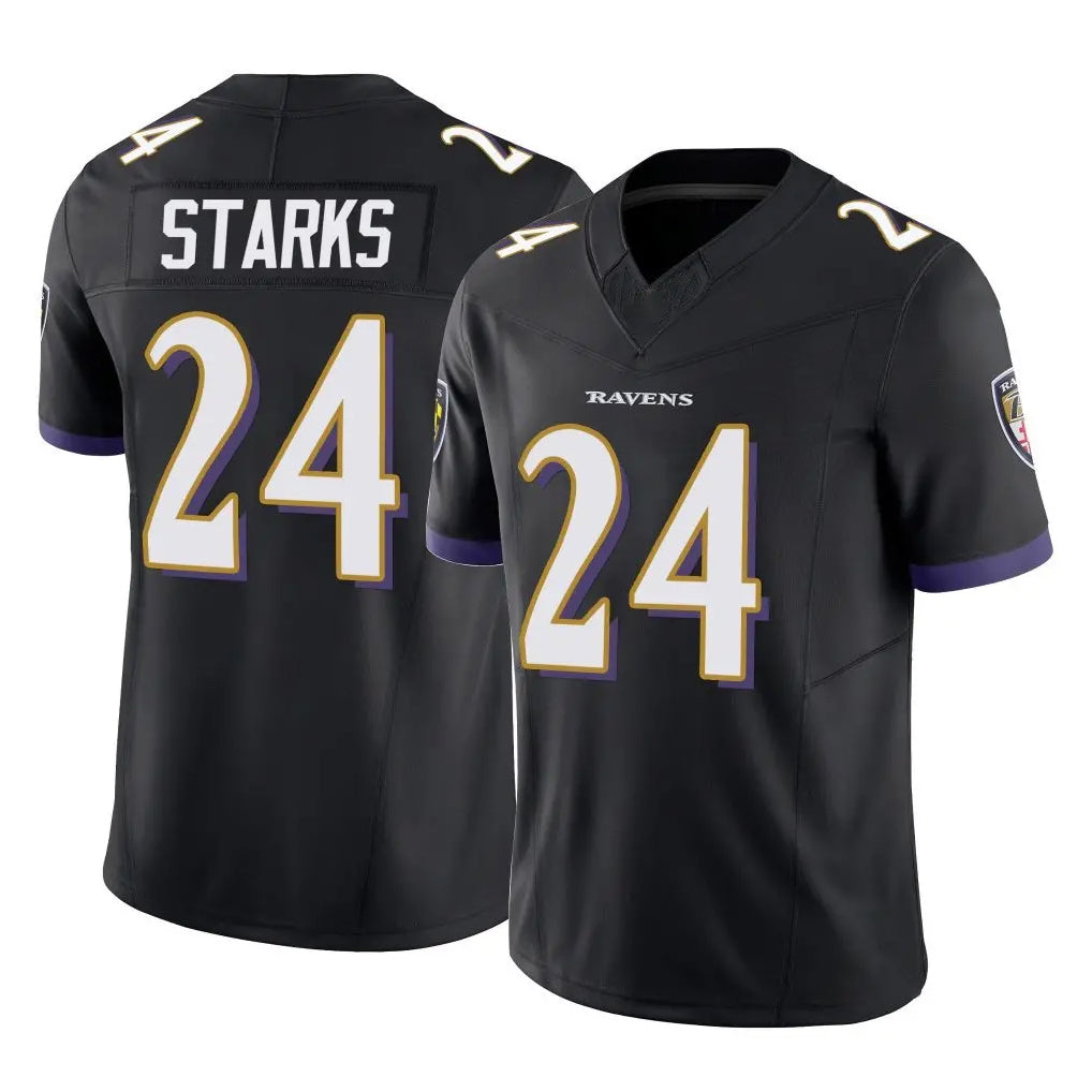 B.Ravens #24 Malaki Starks Player Black Vapor F.U.S.E. Limited Gdoa Stitched Jerseys