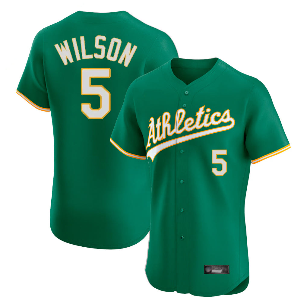 Athletics #5 Jacob Wilson Player Kelly Green Limited Elite Home Game Gdoa Stitched Jerseys