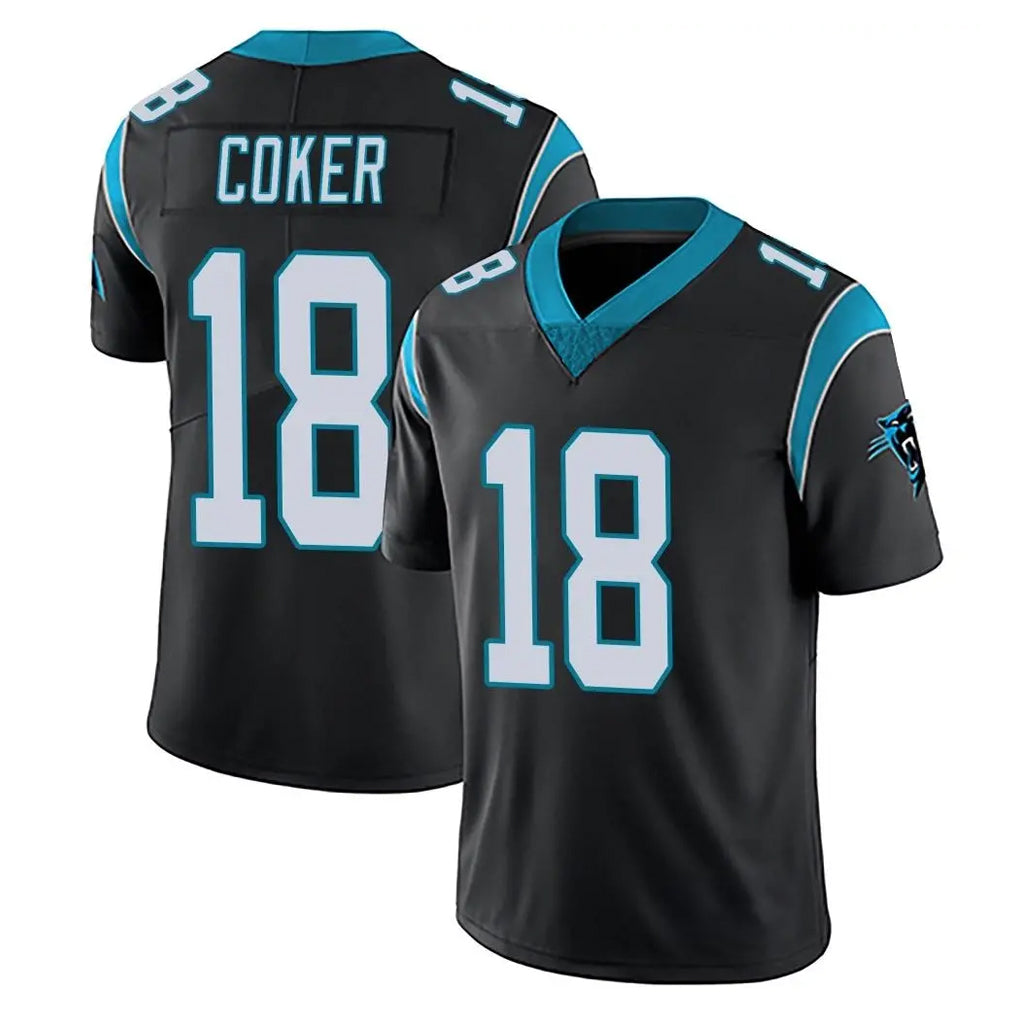 C.Panthers #18 Jalen Coker Player Black Vapor Untouchable Limited Game Gdoa Stitched Jerseys