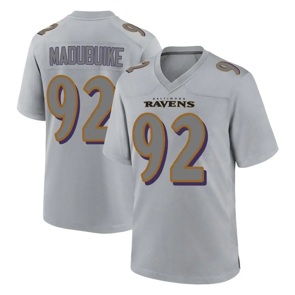B.Ravens #92 Nnamdi Madubuike Player Gray Color Rush Vapor Untouchable Game Gdoa Stitched Jerseys