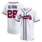 A.Braves #28 Matt Olson Player White Limited Elite Home Game Gdoa Stitched Jerseys