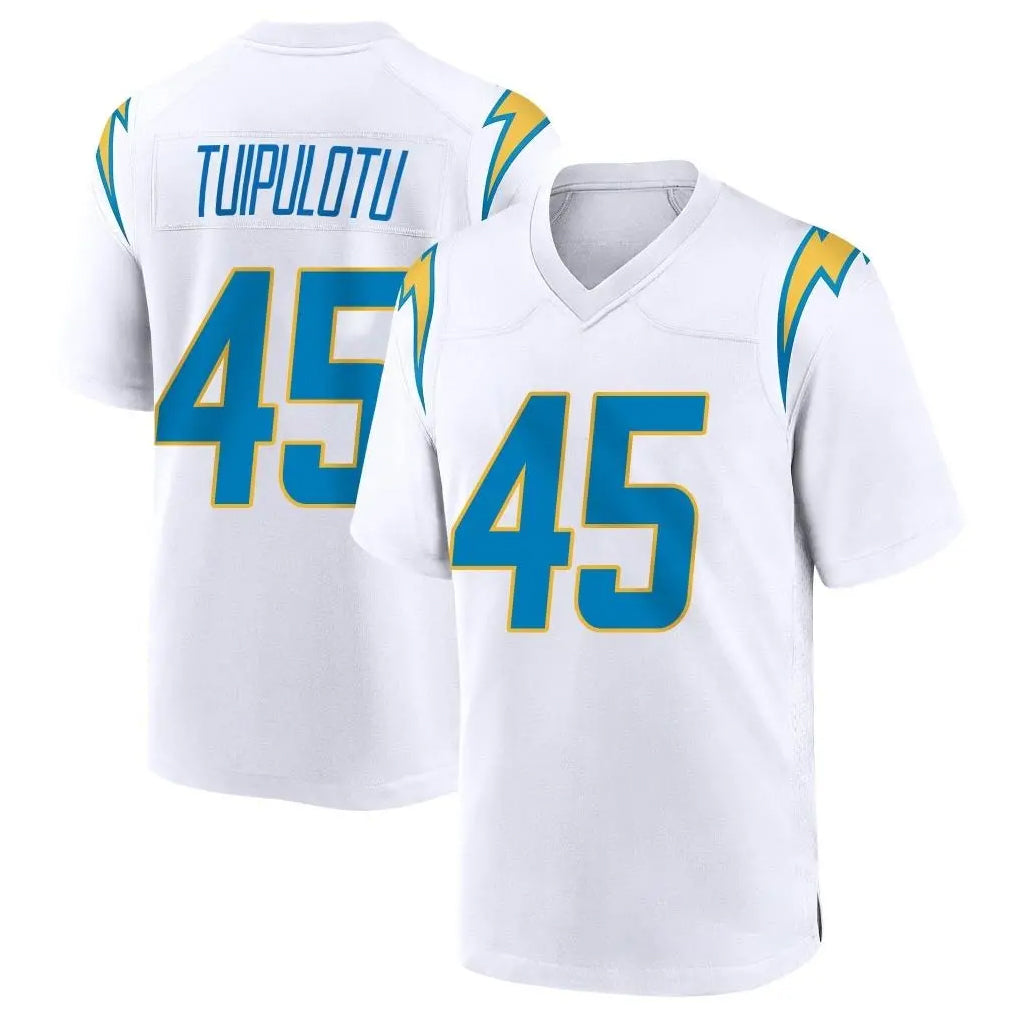 LA.Chargers #45 Tuli Tuipulotu Player White Home Game Gdoa Stitched Jerseys