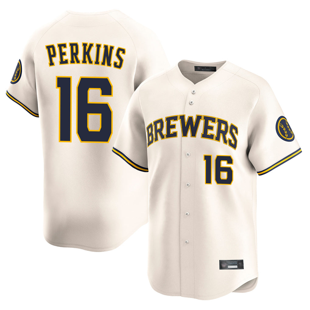 M.Brewers #16 Blake Perkins Player Cream Home Limited Game Fdoa Stitched Jerseys