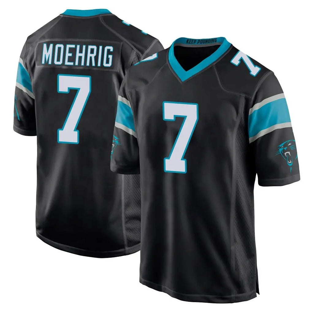 C.Panthers #7 Tre'von Moehrig Player Black Home Game Gdoa Stitched Jerseys