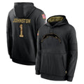 LA.Chargers #1 Quentin Johnston Player Black Salute to Service Hoodies Limited Game Gdoa Stitched Jerseys