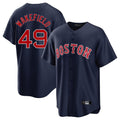 B.Red Sox #49 Tim Wakefield Player Navy Home Game Gdoa Stitched Jerseys