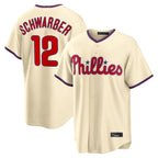 P.Phillies #12 Kyle Schwarber Player Cream Home Game Fdoa Stitched Jerseys