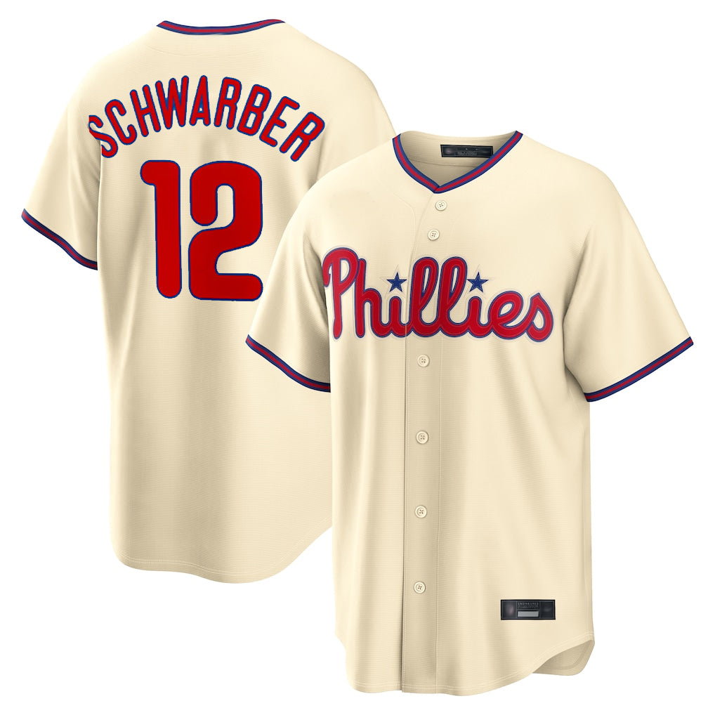 P.Phillies #12 Kyle Schwarber Player Cream Home Game Fdoa Stitched Jerseys