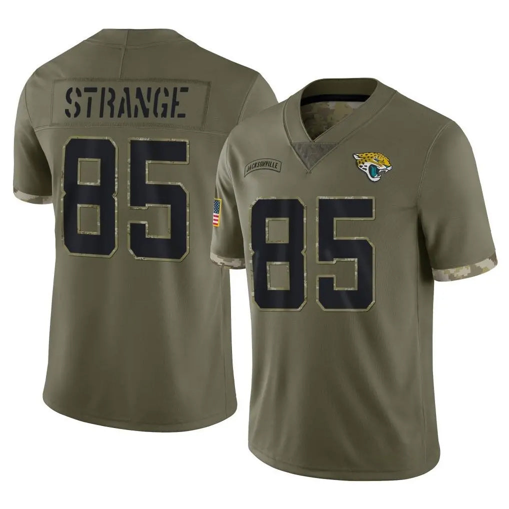 J.Jaguars #85 Brenton Strange Player Olive Salute To Service Limited Gdoa Stitched Jerseys