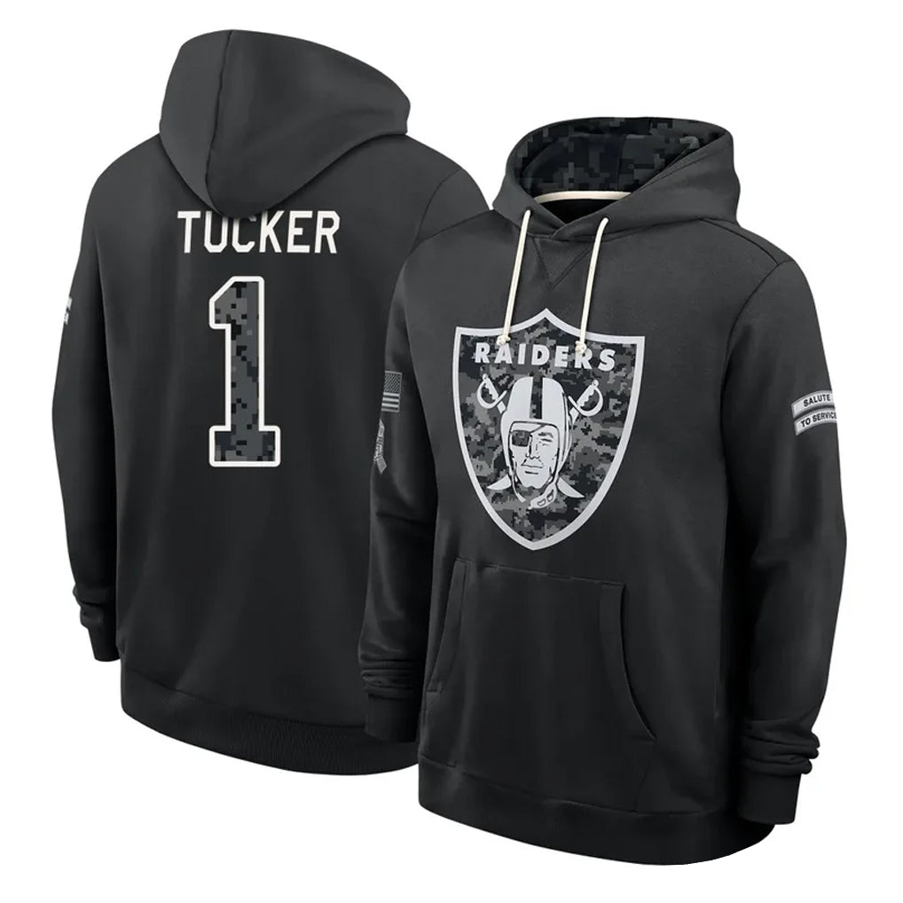 LV.Raiders #1 Tre Tucker Player 2026 Black Logo Pullover Hoodies Limited Game Stitched Jerseys