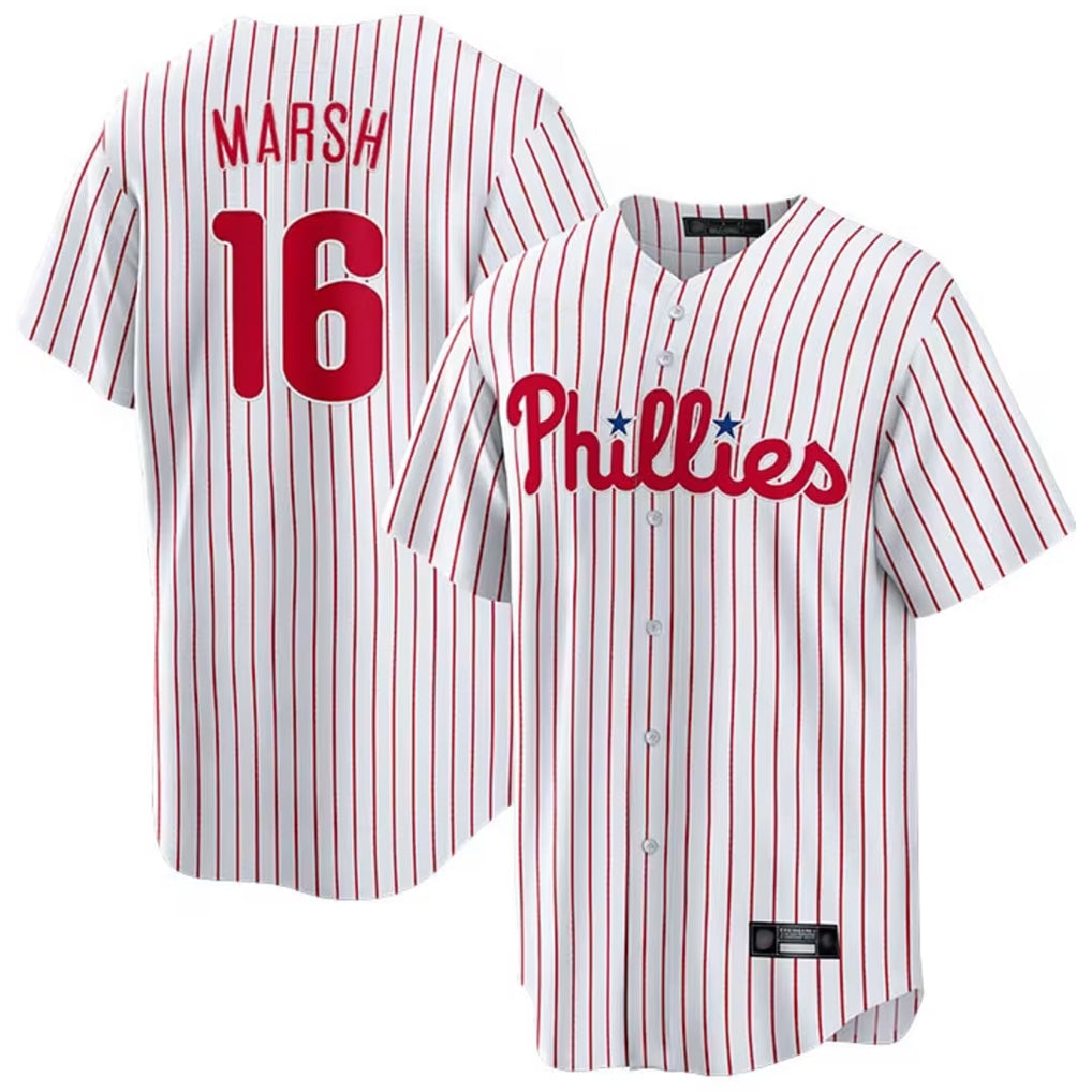 P.Phillies #16 Brandon Marsh Player White Home Game Fdoa Stitched Jerseys