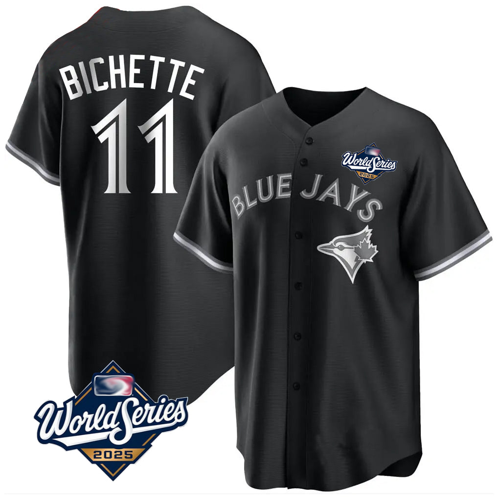 T.Blue Jays #11 Bo Bichette Player Black 2025 World Series Game Fdoa Stitched Jerseys