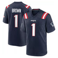 NE.Patriots #1 A.J. Brown Player Navy Home Game Gdoa Stitched Jerseys