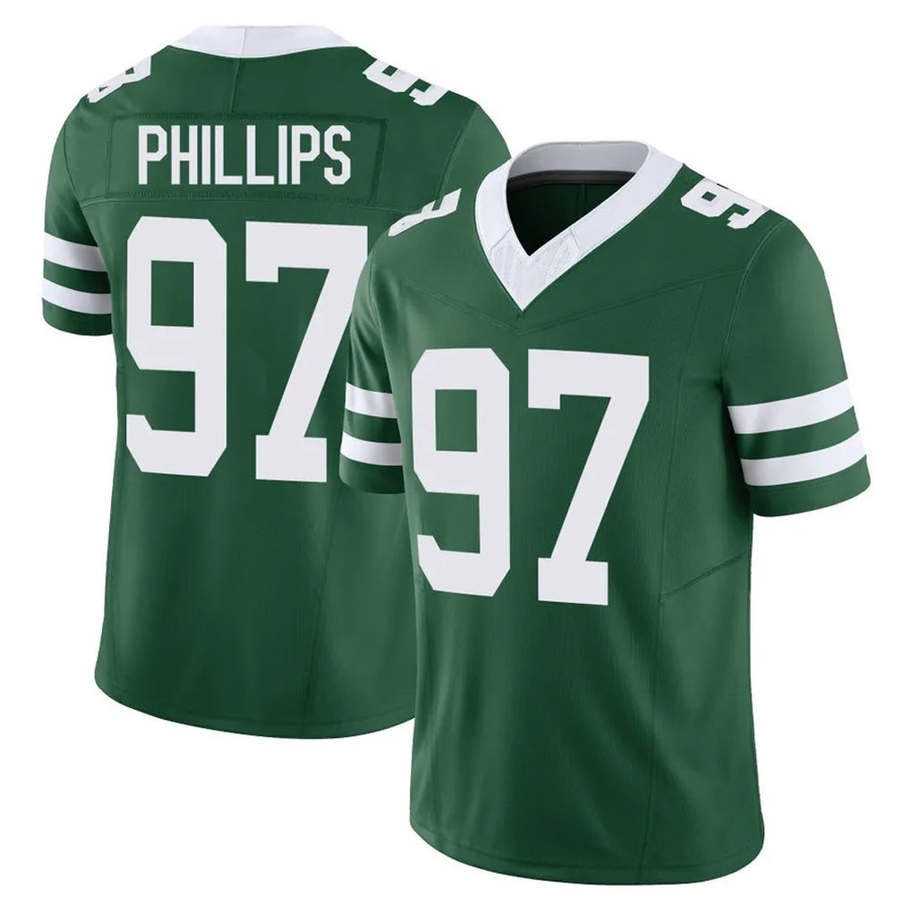 NY.Jets #97 Harrison Phillips Player Green Legacy Limited Vapor F.U.S.E. Home Game Gdoa Stitched Jerseys