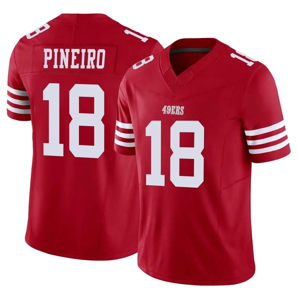 SF.49ers #18 Eddy Pineiro Player Red Limited Vapor F.U.S.E. Home Game Gdoa Stitched Jerseys