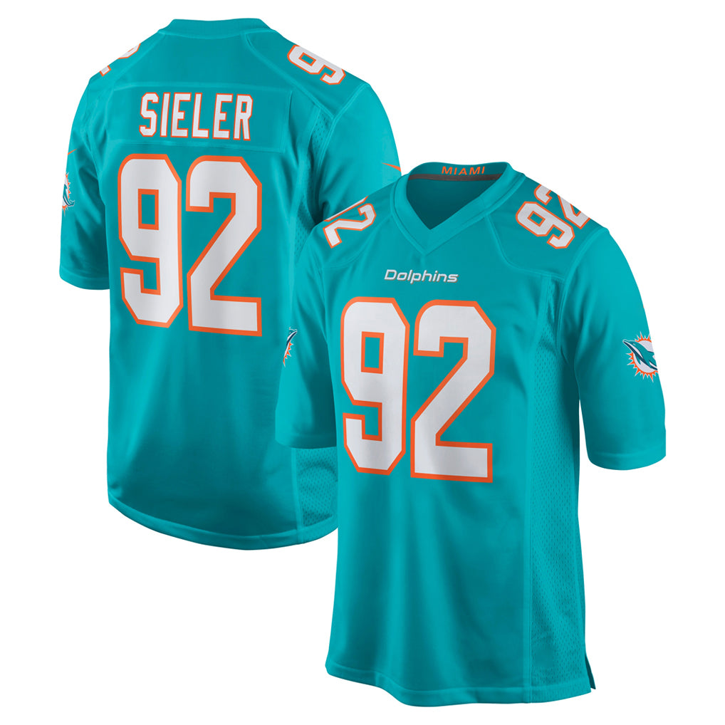 M.Dolphins #92 Zach Sieler Player Aqua Home Game Gdoa Stitched Jerseys