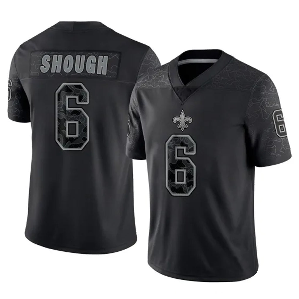 NO.Saints #6 Tyler Shough Player Black Limited Reflective Home Game Gdoa Stitched Jerseys