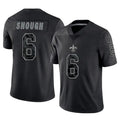 NO.Saints #6 Tyler Shough Player Black Limited Reflective Home Game Gdoa Stitched Jerseys