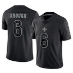 NO.Saints #6 Tyler Shough Player Black Limited Reflective Home Game Gdoa Stitched Jerseys