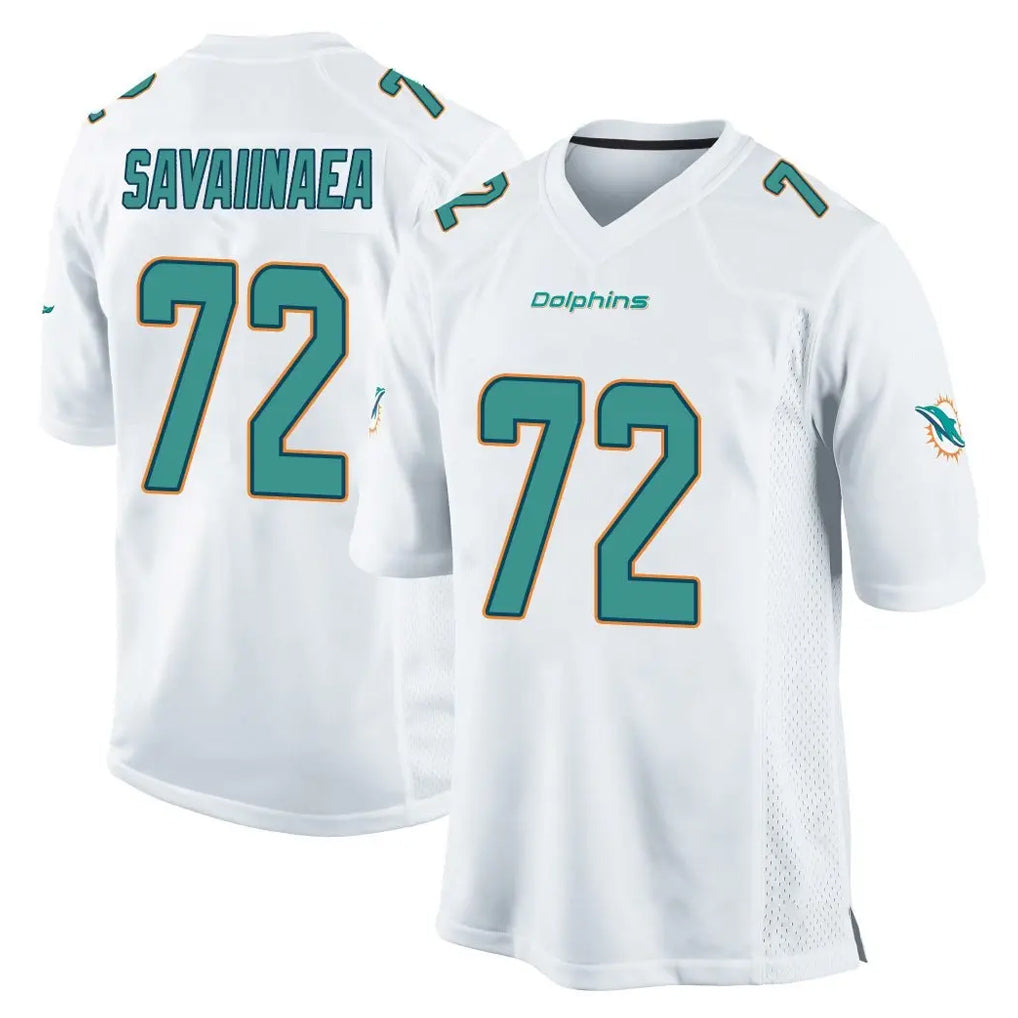 M.Dolphins #72 Jonah Savaiinaea Player White Home Game Gdoa Stitched Jerseys