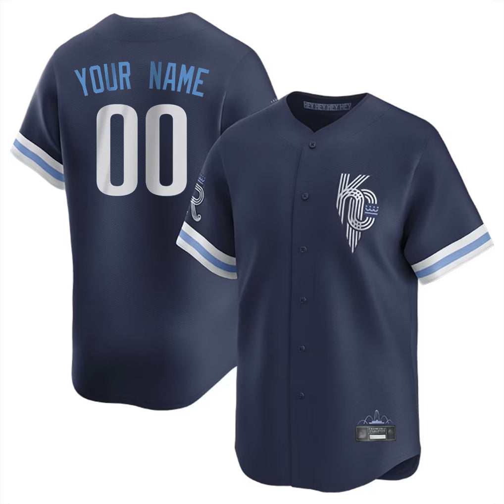 Custom KC.Royals Navy City Connect Limited Home Game Any Name & Number Gdoa Stitched Jerseys