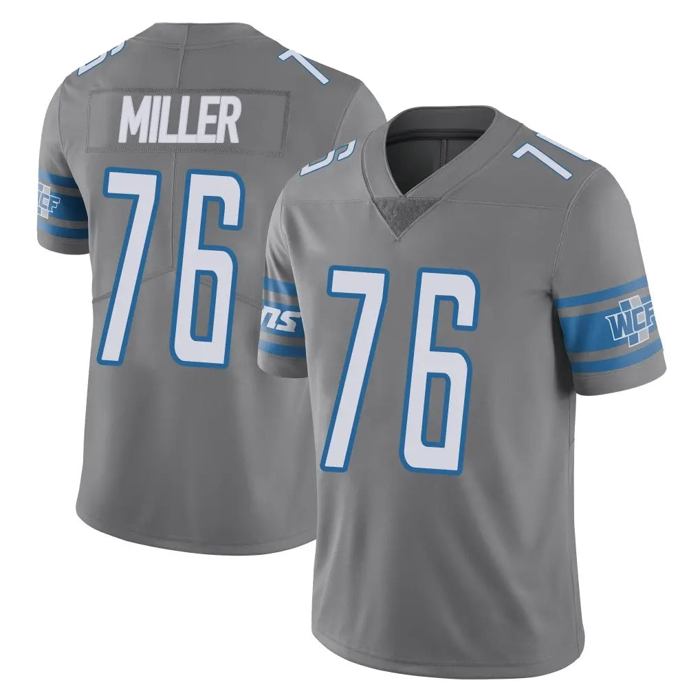 D.Lions #76 Blake Miller Player Gray Vapor Untouchable Limited Home Game Gdoa Stitched Jerseys