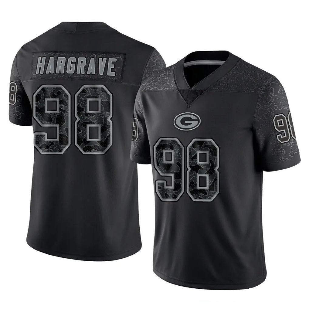 GB.Packers #98 Javon Hargrave Player Black Reflective Limited Home Game Gdoa Stitched Jerseys