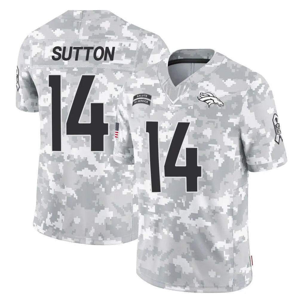 D.Broncos #14 Courtland Sutton Player Arctic Camo Salute To Service Limited Gdoa Stitched Jerseys