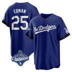 LA.Dodgers #25 Tommy Edman Player Royal World Series Meet City Connect Home Game Fdoa Stitched Jerseys