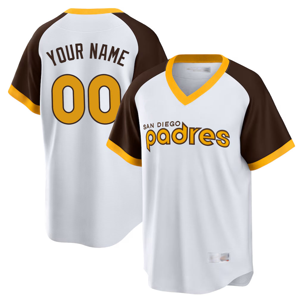 Custom S.Diego Padres White Home Cooperstown Collection Game Any Name & Number Gdoa Stitched Jerseys
