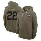 NY.Giants #22 Najee Harris Player Olive Salute to Service Pullover Hoodies Limited Gdoa Stitched Jerseys