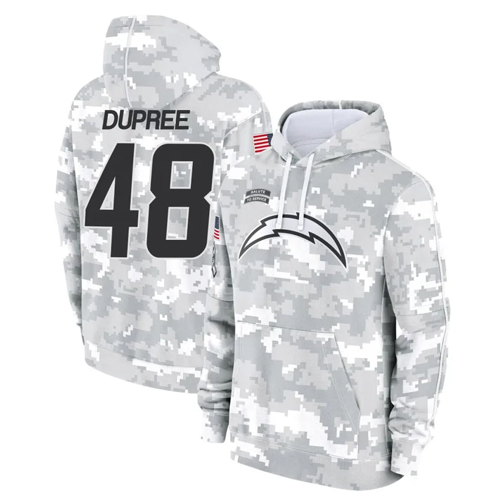 LA.Chargers #48 Bud Dupree Player Arctic Camo Salute to Service Hoodies Limited Game Gdoa Stitched Jerseys