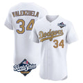 LA.Dodgers #34 Fernando Valenzuela Player Gold World Series Limited Elite Home Fdoa Stitched Jerseys