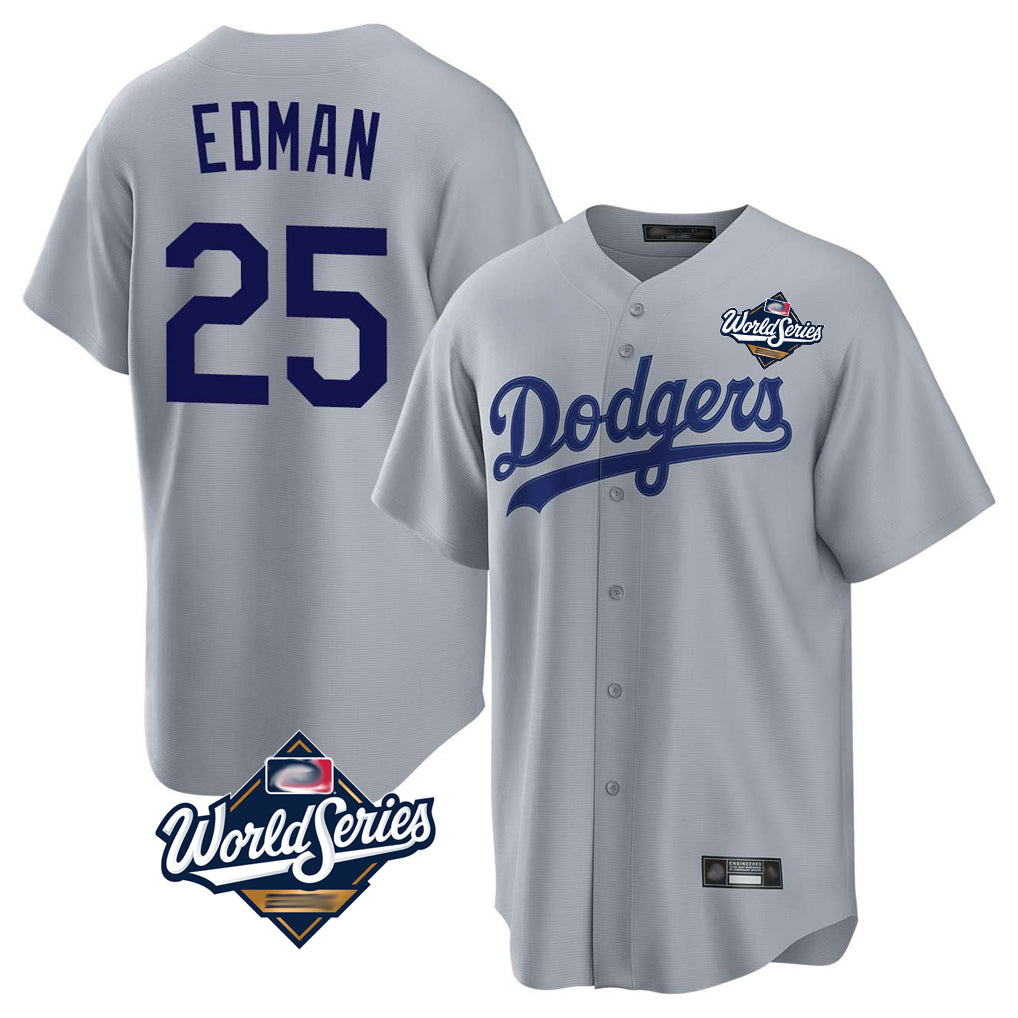 LA.Dodgers #25 Tommy Edman Player Gray World Series Game Fdoa Stitched Jerseys