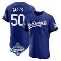 LA.Dodgers #50 Mookie Betts Player Royal World Series Meet City Connect Elite Home Fdoa Stitched Jerseys